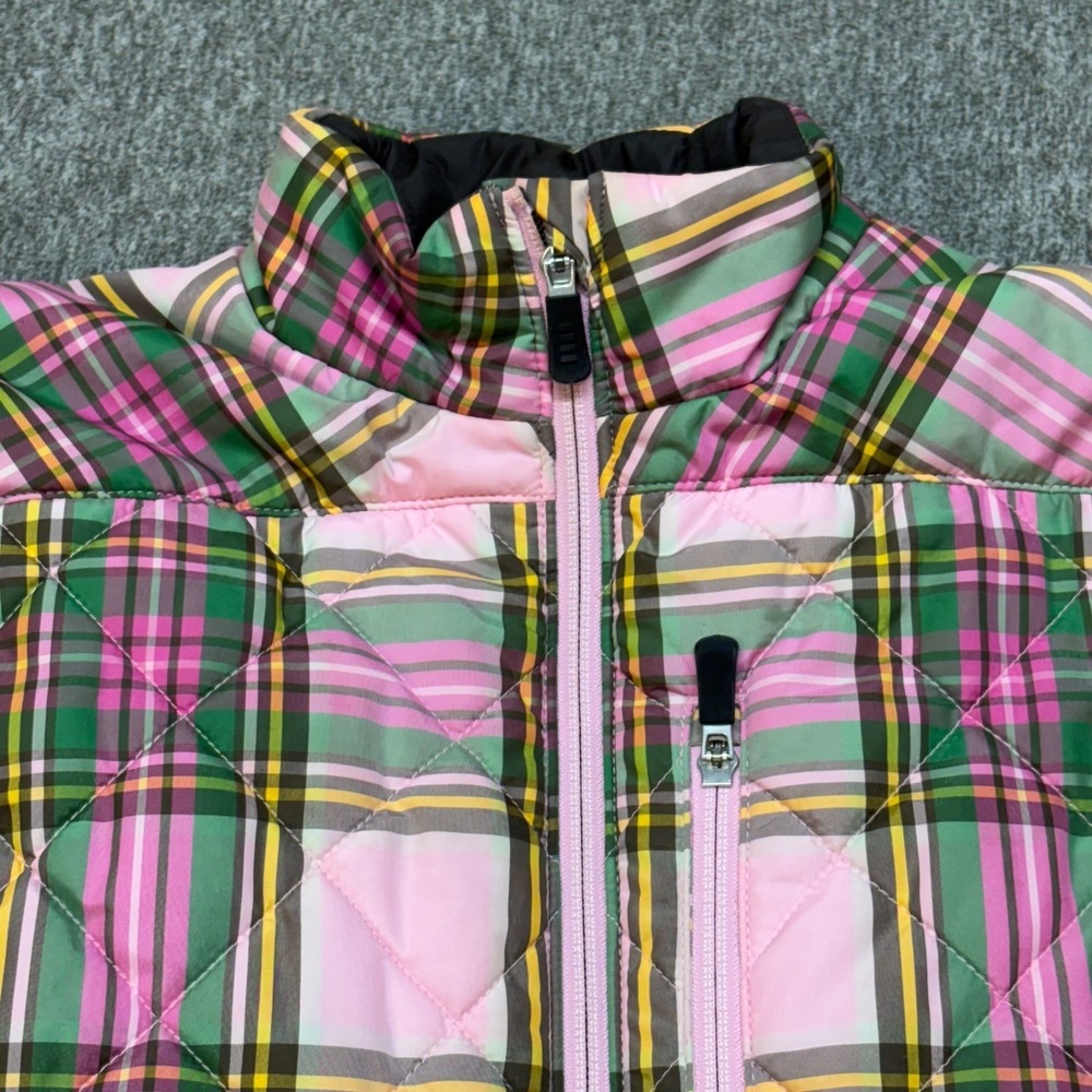 Lands End Women's Barbie Pink Plaid PrimaLoft Quilted Puffer Jacket Size M 10-12 - Picture 2 of 9